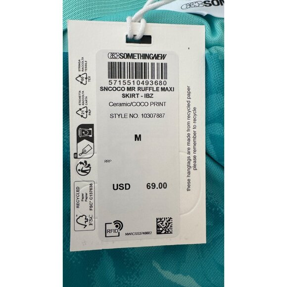 2/$30 NWT Something New Medium Turquoise/Teal Floral Ruffle Maxi Skirt Side Slit - Picture 14 of 16